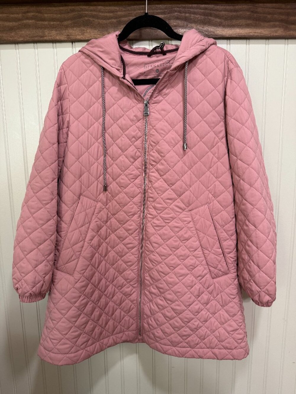 Bernardo Pink EcoPlume Quilted Hooded Coat Recycled Puffer Jacket | Size M